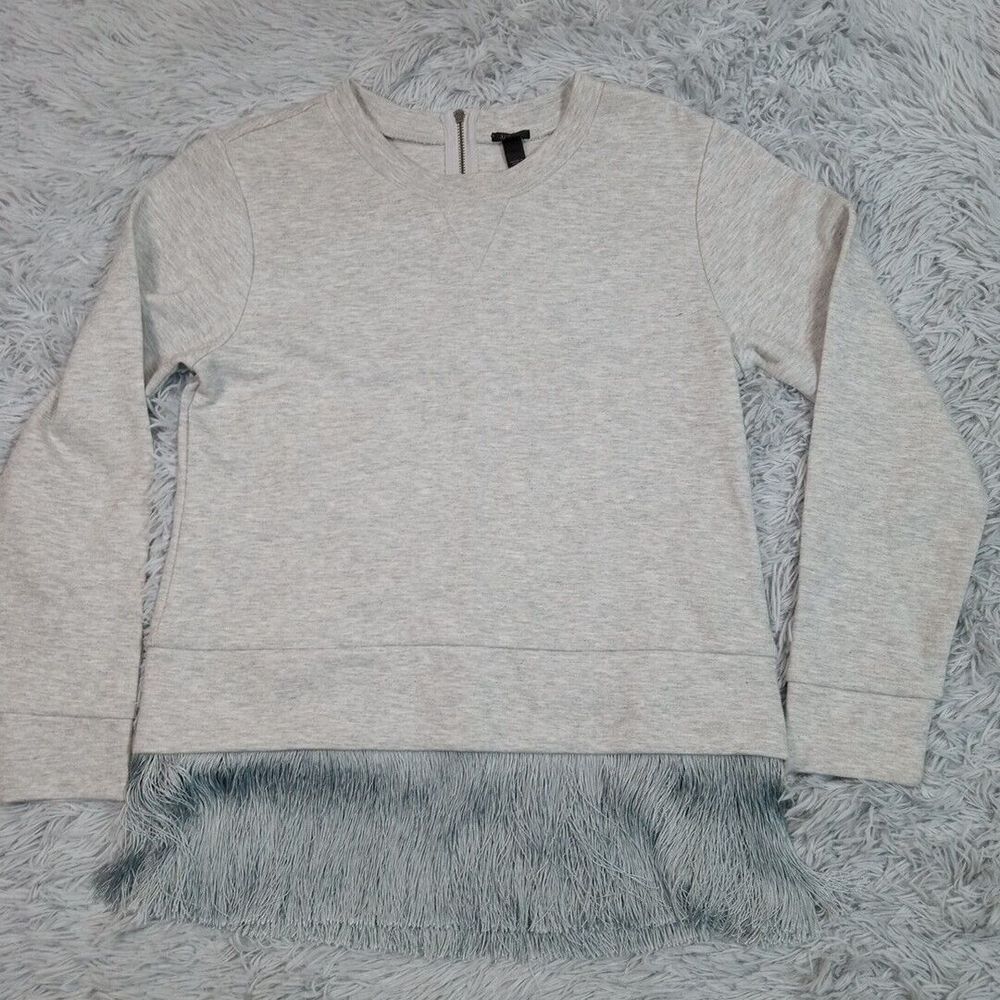 J. Crew Sweatshirt Womens XS Tassel Fringe Boho Hippie Comfort Casual Cozy